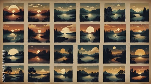 River and Landscape icons .Generative AI
