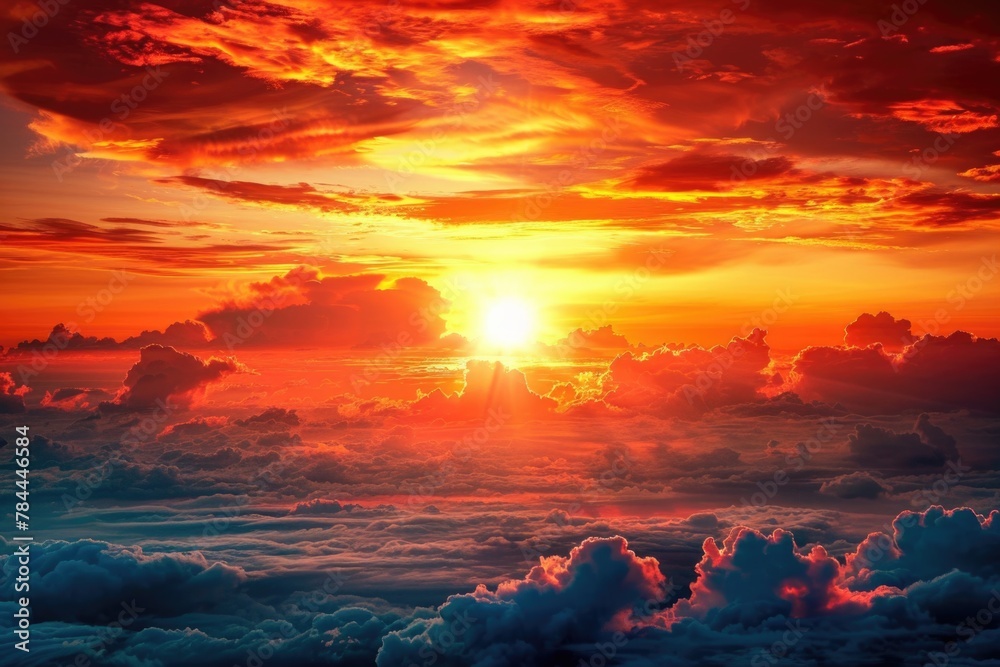 A beautiful sunset scene with clouds in the sky. Ideal for various design projects