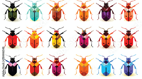 Longhorn beetle grammoptera icon set many color hex photo