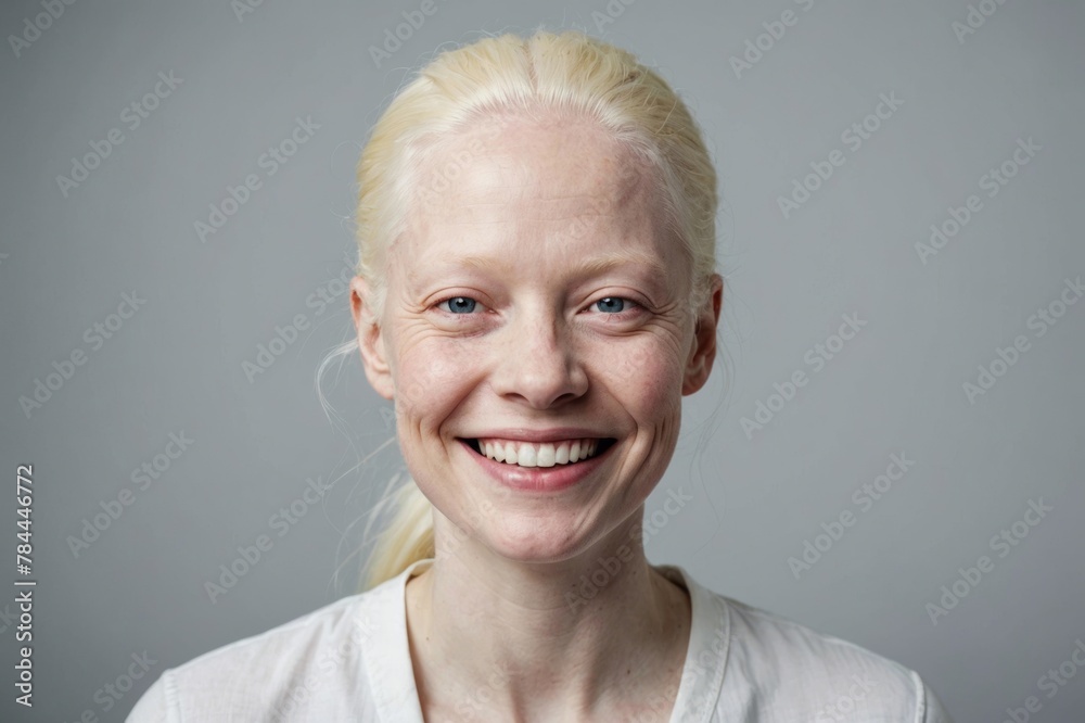 Fototapeta premium Studio portrait of smiling albino woman
