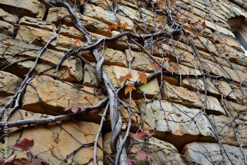 Brick wall overgrown with vines © BrandwayArt