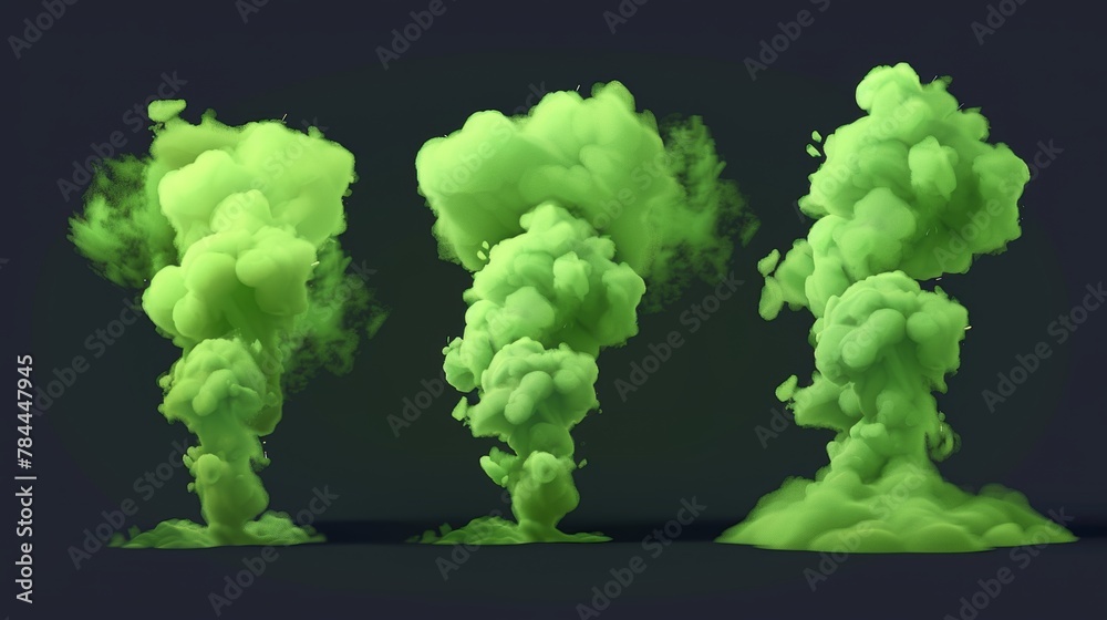 Isolated smelly garbage miasma, fume design elements, 3d modern illustration, set of realistic green smoke, stink, bad smell or poison gas clouds. Chemical toxic vapour, stench breath or sweat odor. Isolated smelly garbage miasma, fume design elements, 3d modern illustration, set of realistic green smoke, stink, bad smell or poison gas clouds. Chemical toxic vapour, stench breath or sweat odor.