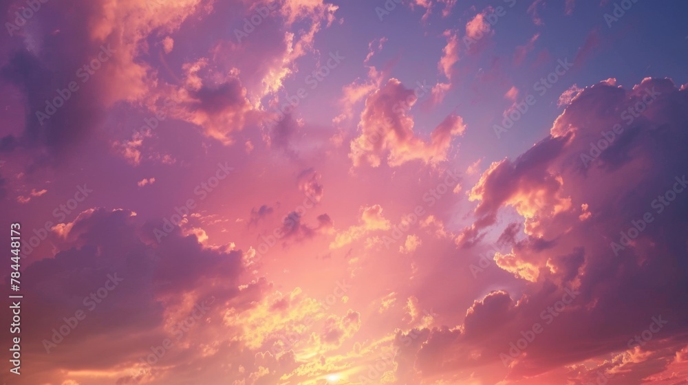 Fototapeta premium A plane flying in the sunset sky. Suitable for travel and transportation concepts