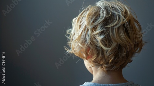 A portrait of a young child with a short blond haircut. Perfect for family and lifestyle themes
