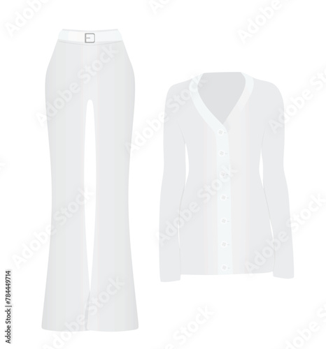 White woman sweater and pants. vector