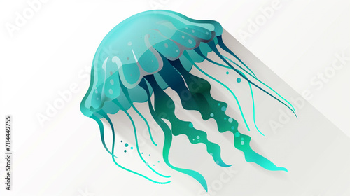 Jellyfish-shaped gradient circles in teal merge aquatic themes with dynamic designs. photo