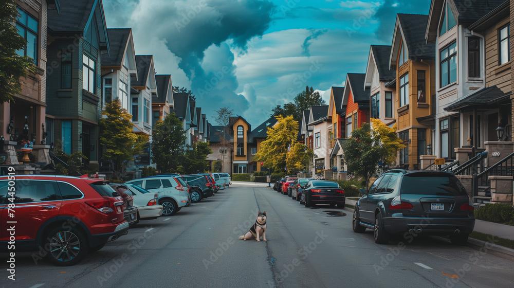 dog sitting on the street