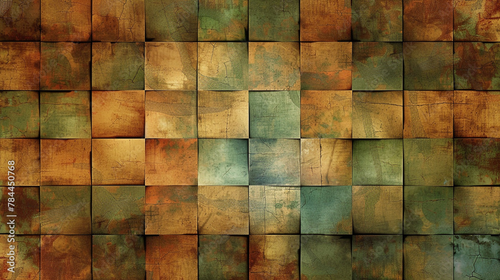 Oceanic squares in seafoam on coral, vector pattern perfect for tranquil themes.