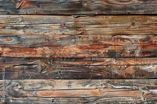 Close up of weathered wooden wall with peeling paint. Perfect for backgrounds or textures