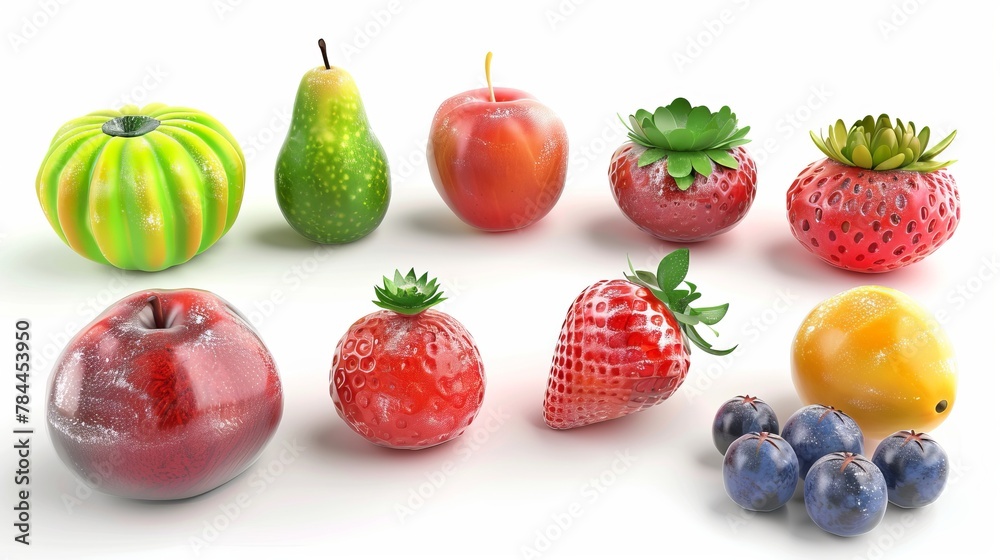 summer fruits, isolated on white background. summer day