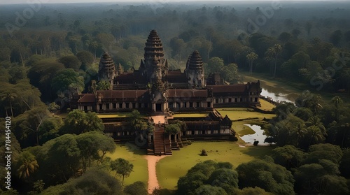 Angkor Wat in the middle of a tropical forest.generative.ai