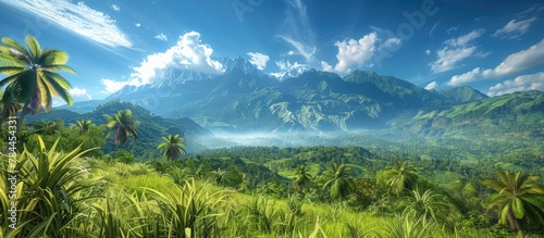 Majestic Panoramic View of Lush Tropical Jungle and Towering Mountains in Remote Papua New Guinea