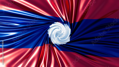 Laotian Flag Twirl - A Vibrant Blend of Traditional Red, Blue, and White