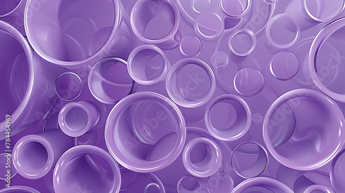 Metallic lavender tubes forming circles on purple for a luxurious effect.