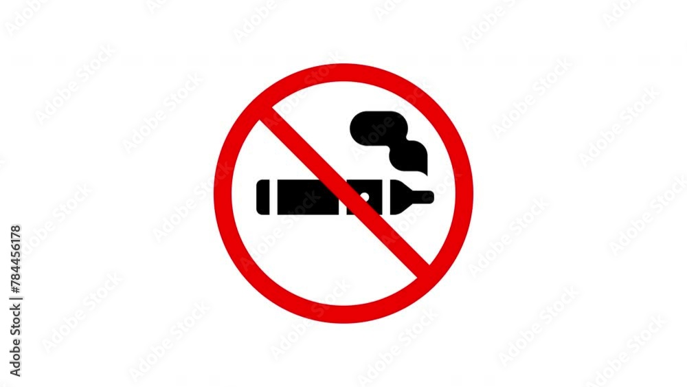 Animation of NO VAPING sign. Alpha channel. 4K animated video.