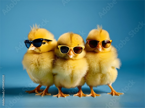 yellow chicken on a blue background