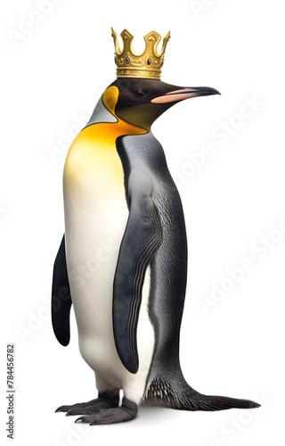 A king penguin with the crown on his head. Bird portrait.