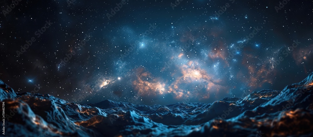 Cosmic Odyssey A Majestic Celestial Landscape of Swirling Nebulae Glittering Stars and Mysterious Interstellar Phenomena - obrazy, fototapety, plakaty 