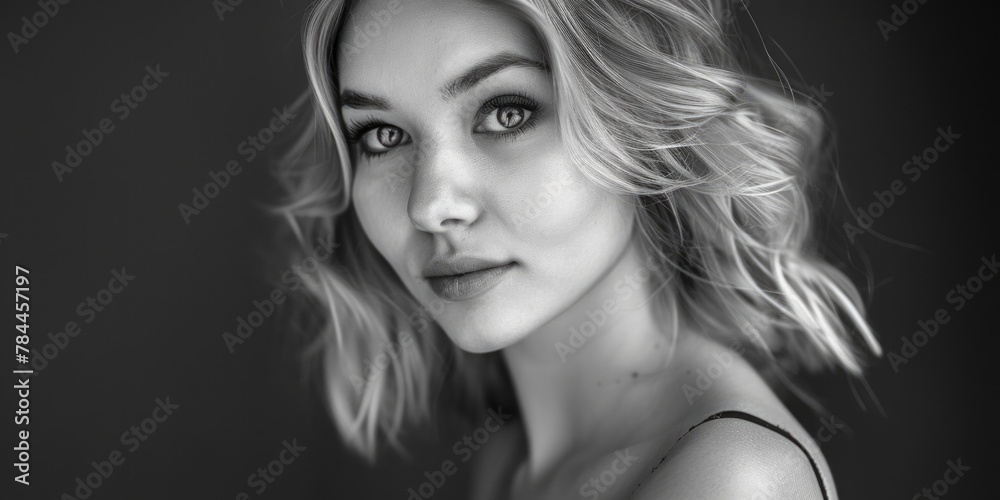 Fototapeta premium Black and white photo of a woman, suitable for various projects