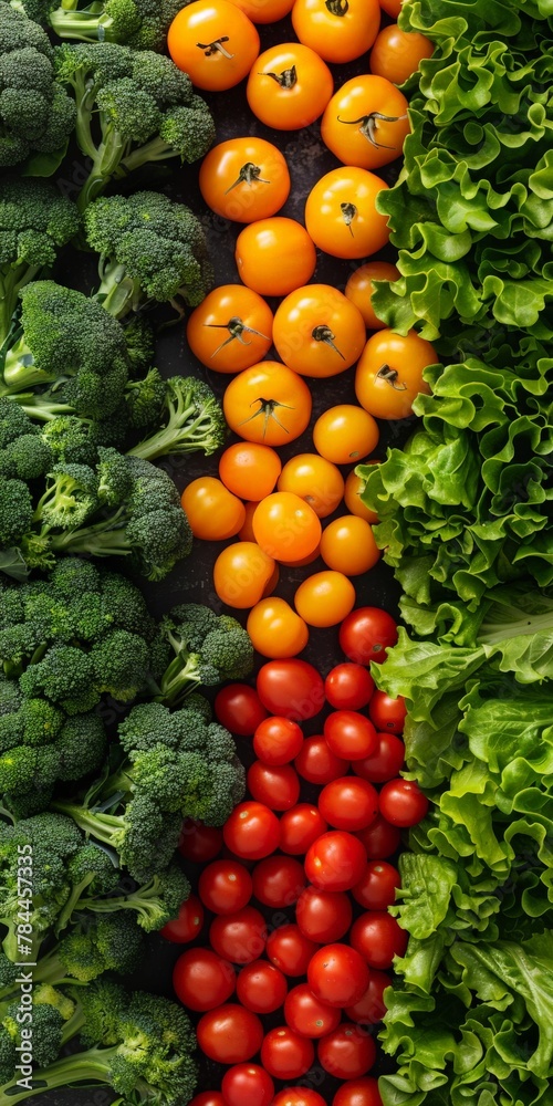 Assorted vegetables arranged in a row Assorted vegetables arranged in a row