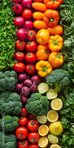 A rainbow of different fruits and vegetables