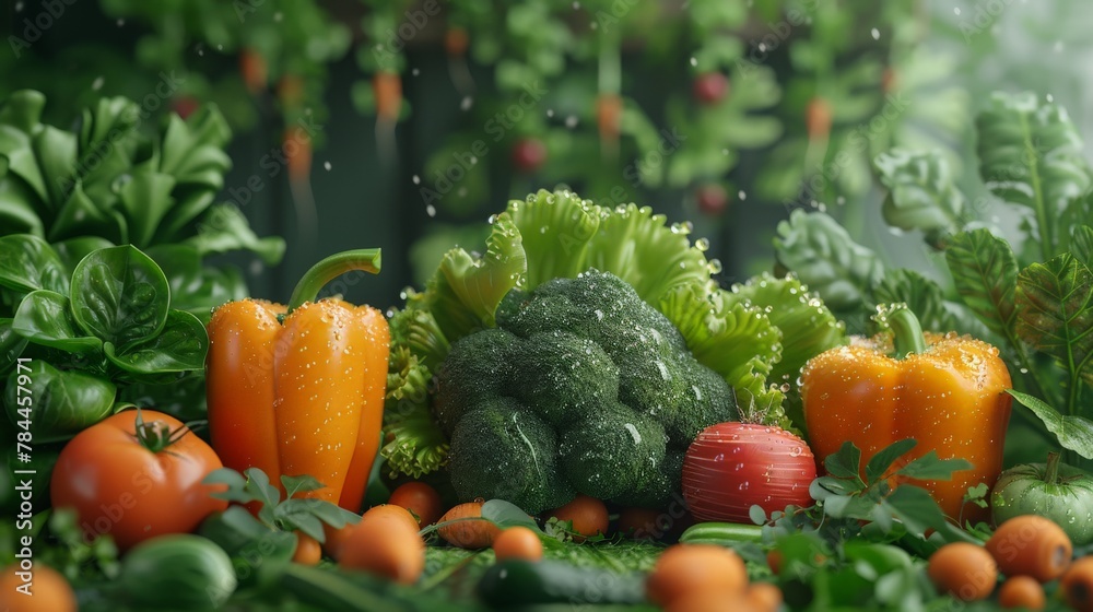 Assorted vegetables in grass Assorted vegetables in grass