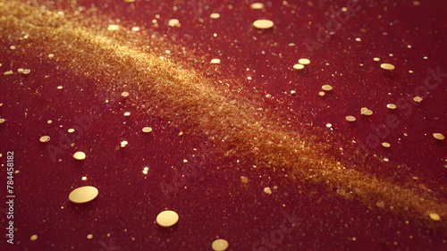 Red glitter background with stars Festive glowing blurred texture 