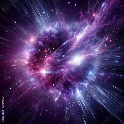 Abstract pink purple explosion star with glow and cosmic energy release