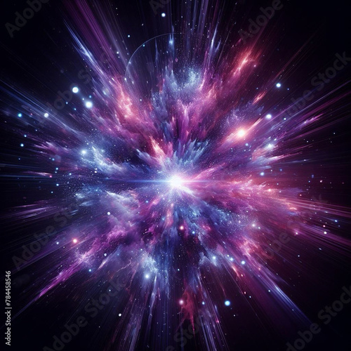 Abstract pink purple explosion star with glow and cosmic energy release