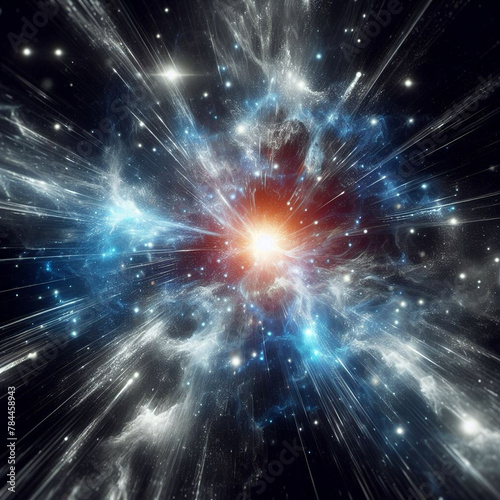 Abstract blue explosion star with glow and lines background	
