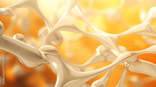 Closeup of a cell with yellow and white background with alot of tissuses human body anotmy  photo