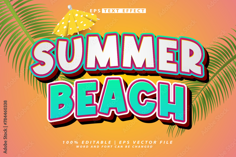 Obraz premium Summer lettering editable text effect 3d text mockup,