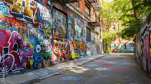 Graffiti walls in urban settings. Copy Space. photo