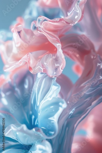 Close up of a vase with pink and blue flowers. Ideal for floral arrangements