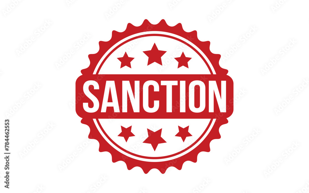 Sanction Stamp. Red Sanction Rubber grunge Stamp