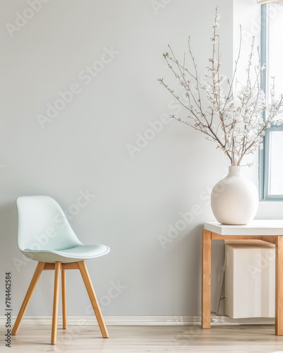 Minimalist interior design composition with copyspace