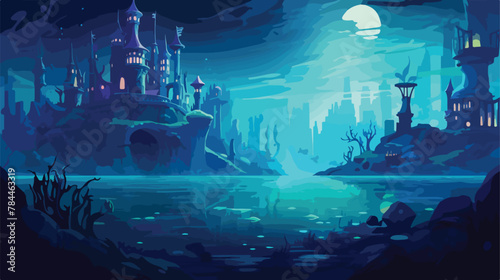 Mystical underwater city where mermaids and se crea