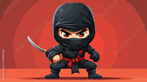 Ninja cartoon character mascot design 2d flat cartoon