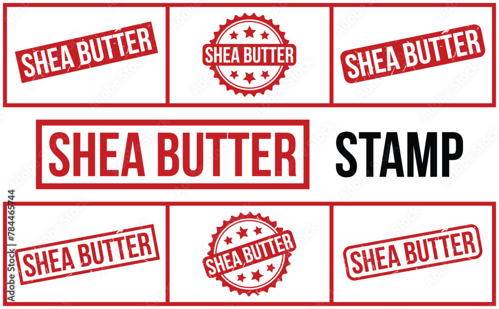 Shea Butter Stamp. Red Shea Butter Rubber grunge Stamp set Shea Butter Stamp. Red Shea Butter Rubber grunge Stamp set