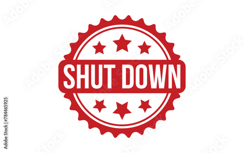 Shut Down Stamp. Red Shut Down Rubber grunge Stamp