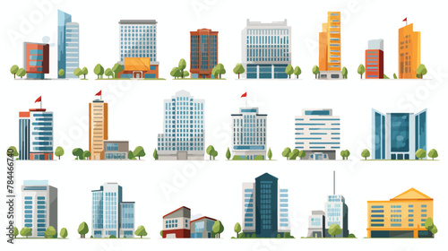 Office city buildings of different shapes cartoon v photo