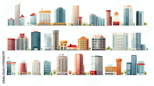 Office city buildings of different shapes cartoon v