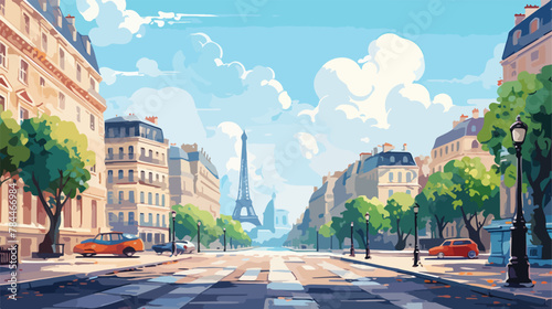 Oil Painting Street View of Paris. .european city l