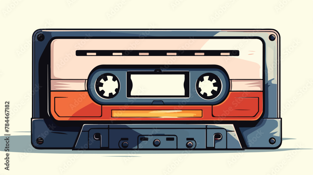 Old audio cassette tape isolated on white panoramic