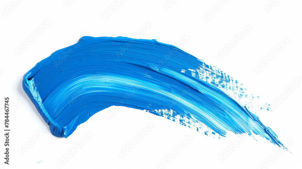 blue paint brush with paint, stroke of blue paint, isolated