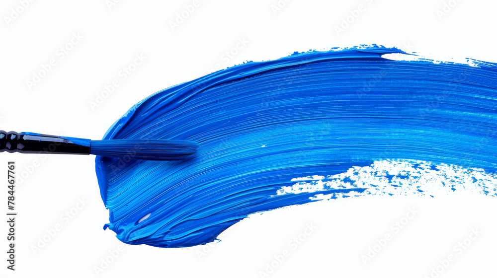 blue paint brush with paint, stroke of blue paint, isolated blue paint brush with paint, stroke of blue paint, isolated