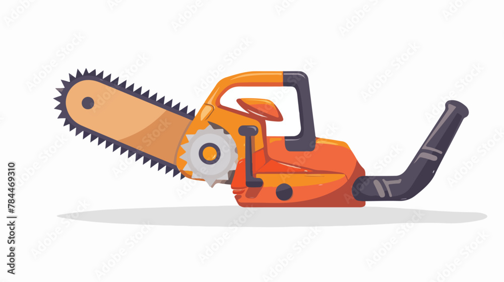 Orange circular chainsaw on a white background 2d flat