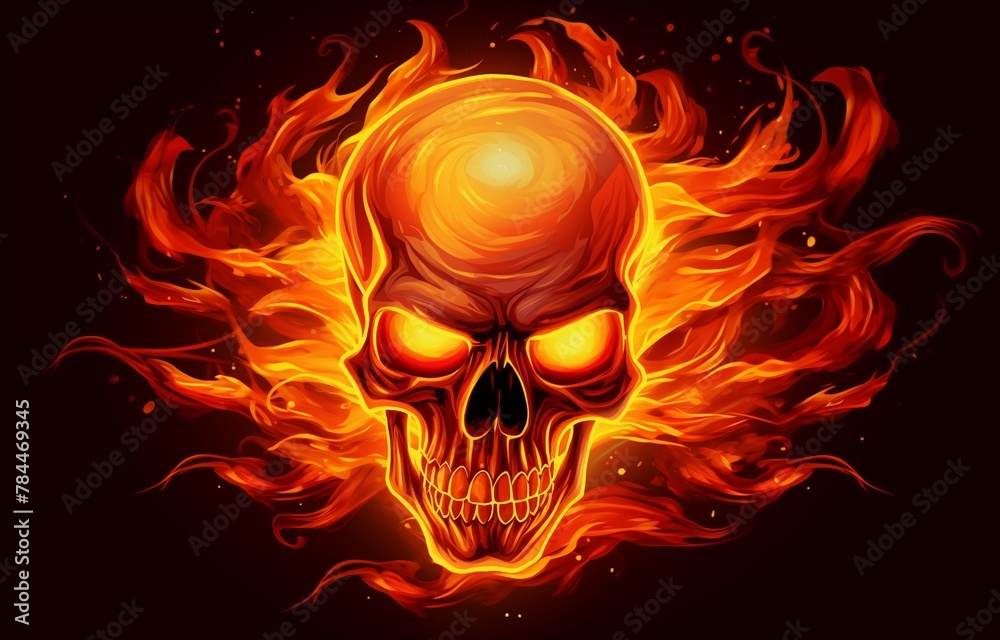 Black-eyed graphic image of a human skull on a white background. For tattoo design decor Black-eyed graphic image of a human skull on a white background. For tattoo design decor