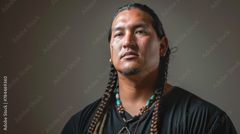 native american man with braided beard native american man with braided beard