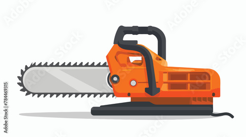 Orange circular chainsaw on a white background 2d flat